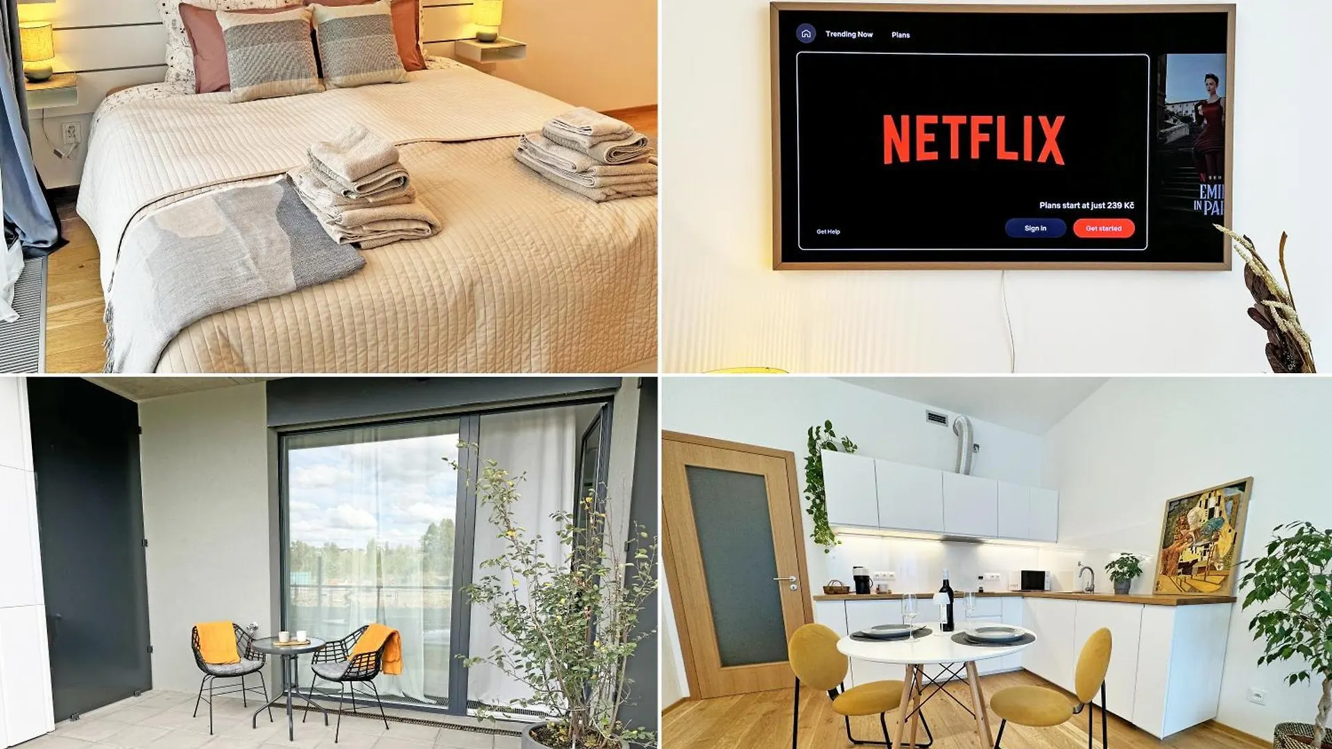 New Studio, King Bed, Free Parking, Terrace Prague