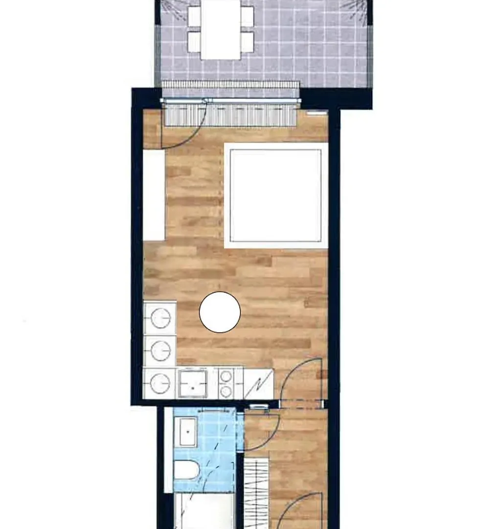 Apartment New Studio, King Bed, Free Parking, Terrace Prague